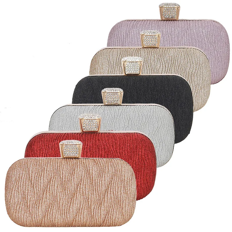 Women Gorgeous Glitter Fabric Chain Purse Bag Fashionable Elegant Evening Bag Shiny Ladies Small Cloth Bag