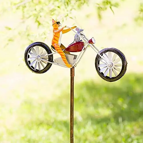 
Bikes with frogs bunnies cyclone poles praying mantises metal gardens windmills lawn ornaments Four piece suit 