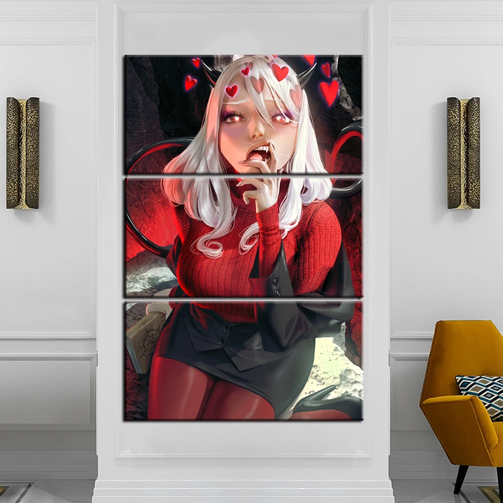 Modeus Oil Painting Helltaker Game Poster Wallpaper Sexy Canvas Art Paints Wall Cover Living Room Decor Wall Art Stickers Murals