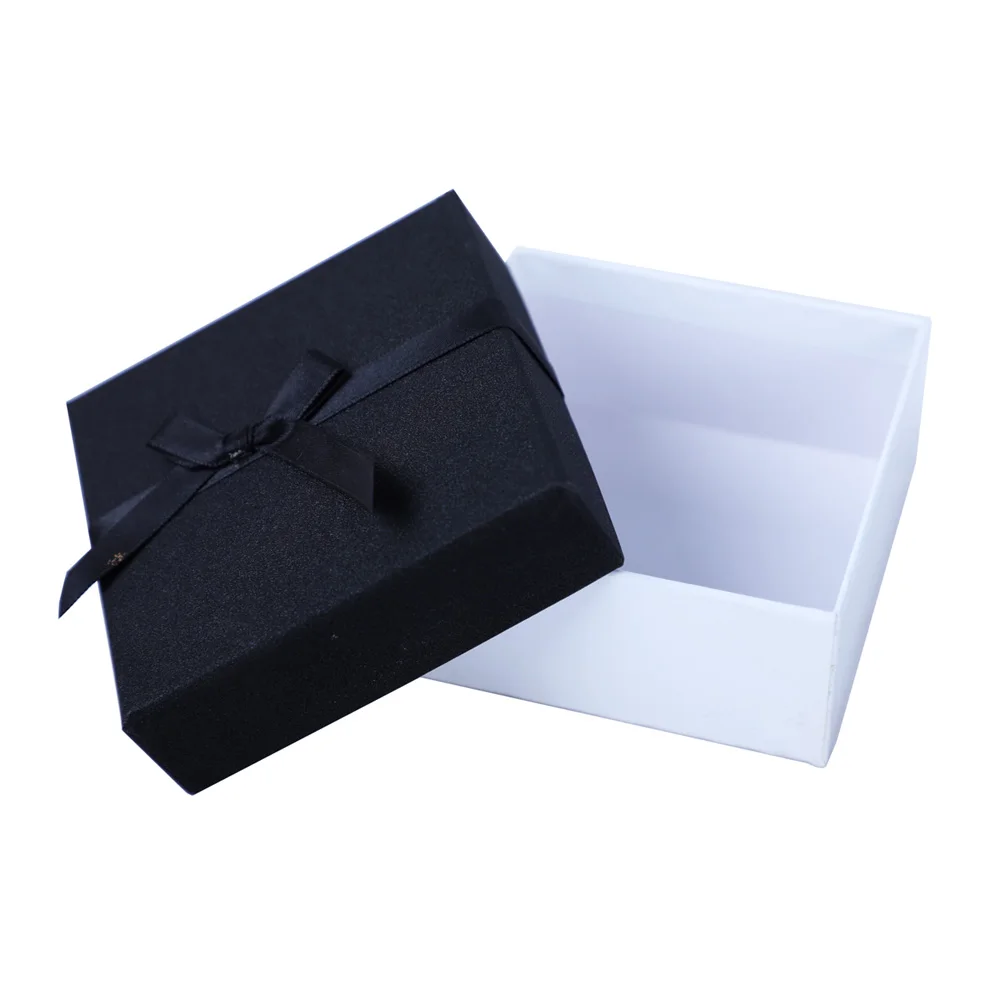 Black White Paper Packaging Cardboard Gift Box With Lid Small Set Jewelry Packaging Box