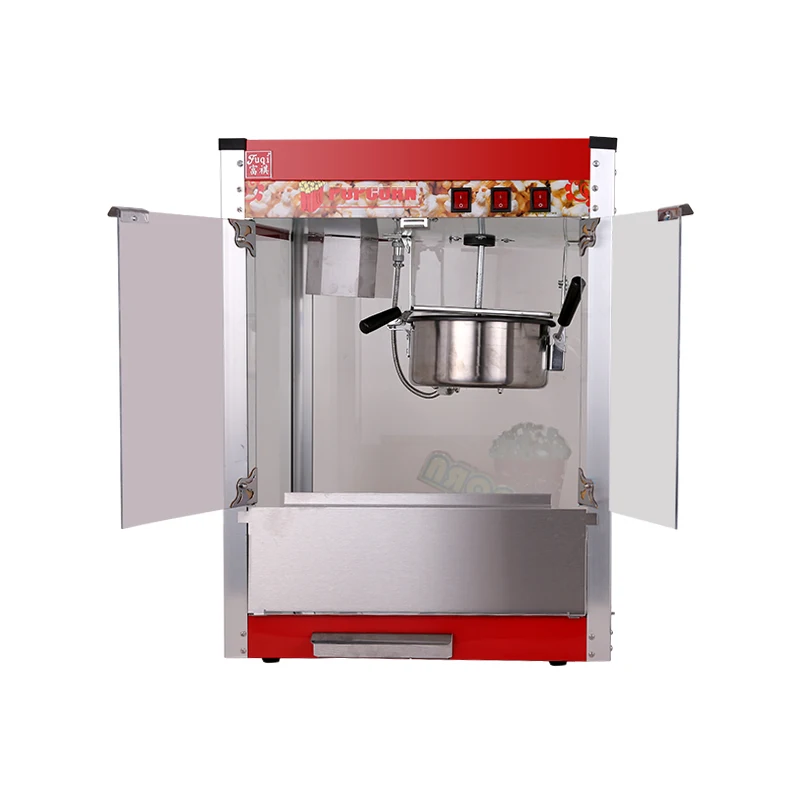 Fuqi Wholesale Price Flat Top Mirror Type Popcorn Machine Commercial Popcorn Maker Industrial Pop Corn Machine For Sale