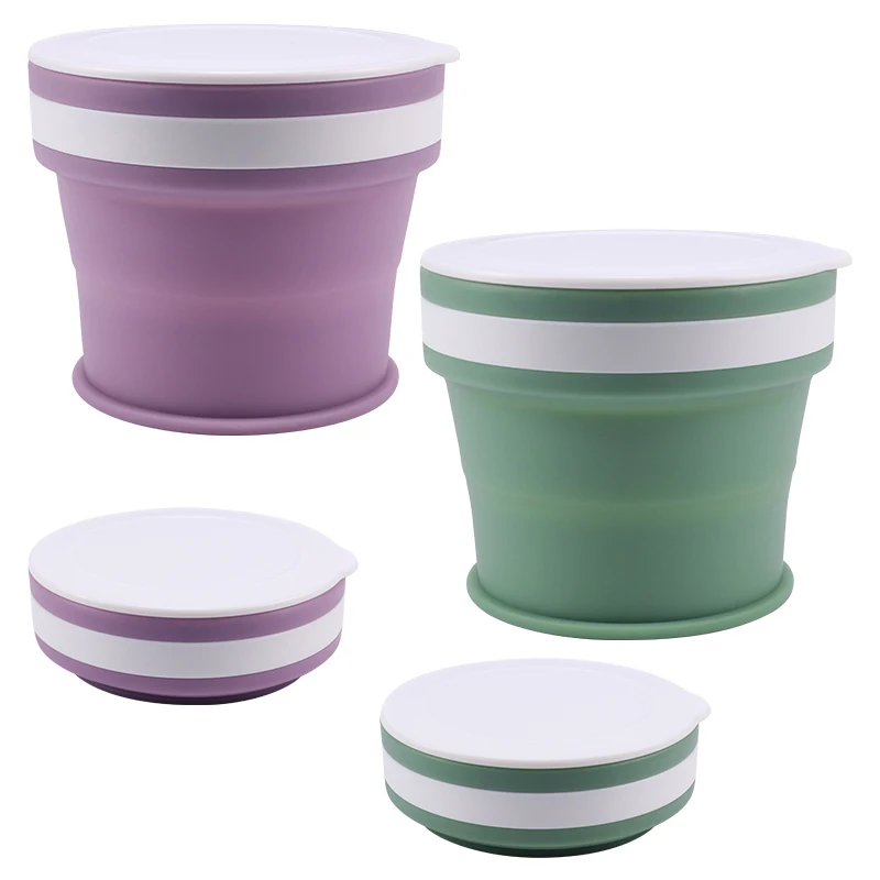 350ml 200ml Portable Reusable BPA Free Collapsible Travel Mug Retractable Silicone Folding Camping Coffee To Go Cup Mug With Lid