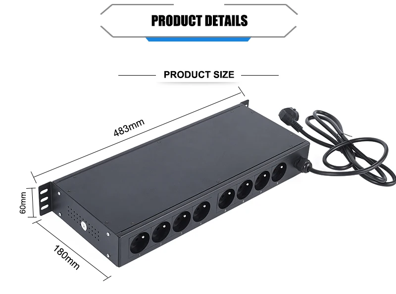 Высококачественная французская стойка с 8 разъемами PDU для центра обработки данных