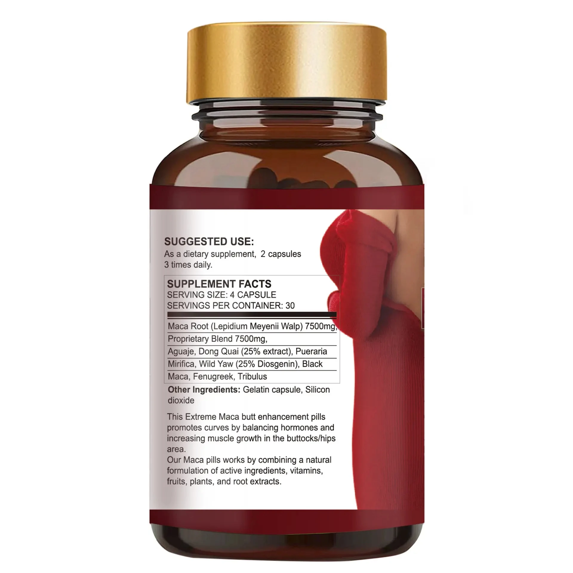 Tiktok hotselling OEM/ODM extreme curve Maca plus maca roots Capsules made specialty for butt & hips dietary supplement