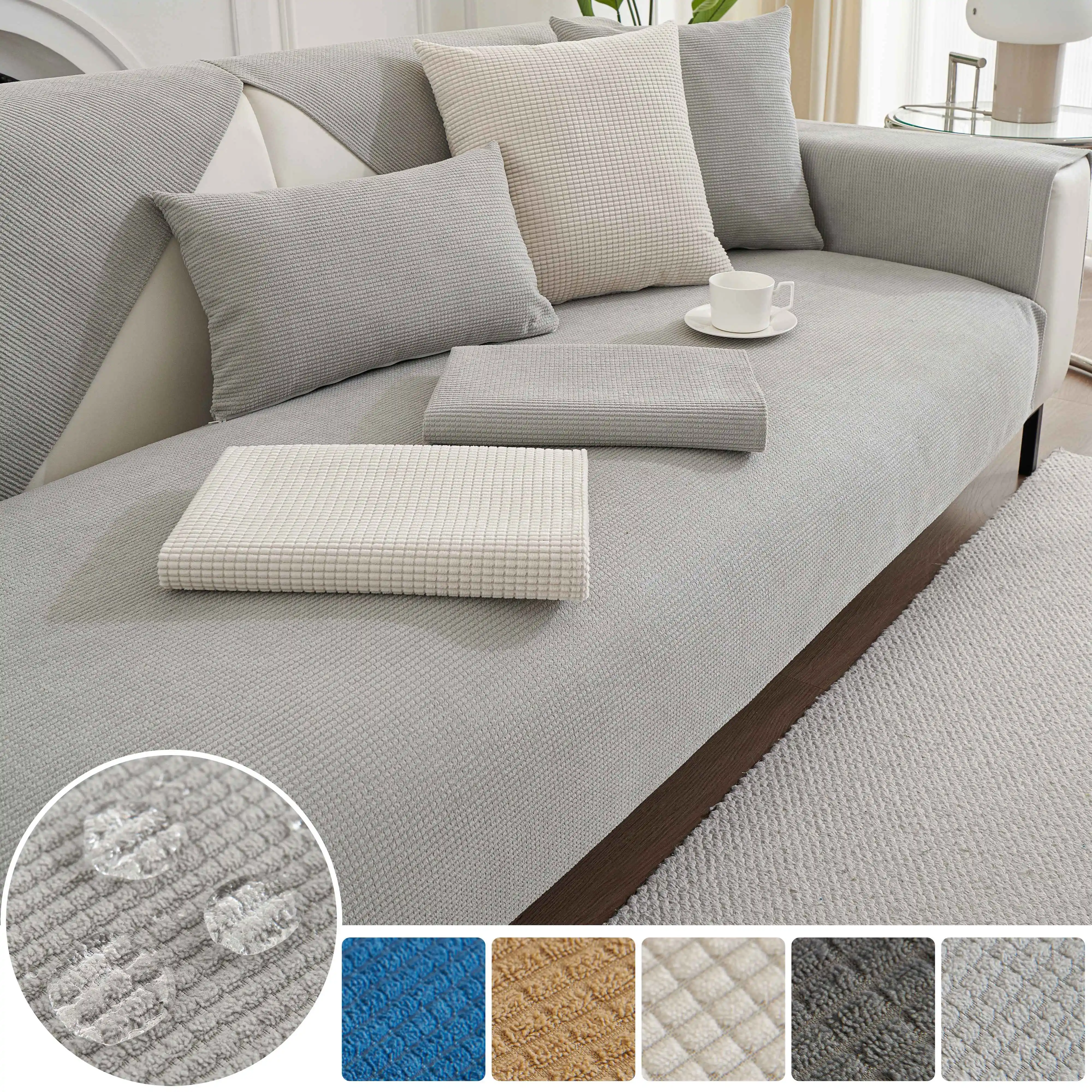 Corn Velvet Sofa Set Sofa Armrest Backrest Covers Quilted Sectional Couch Covers Sofa Cover for Home