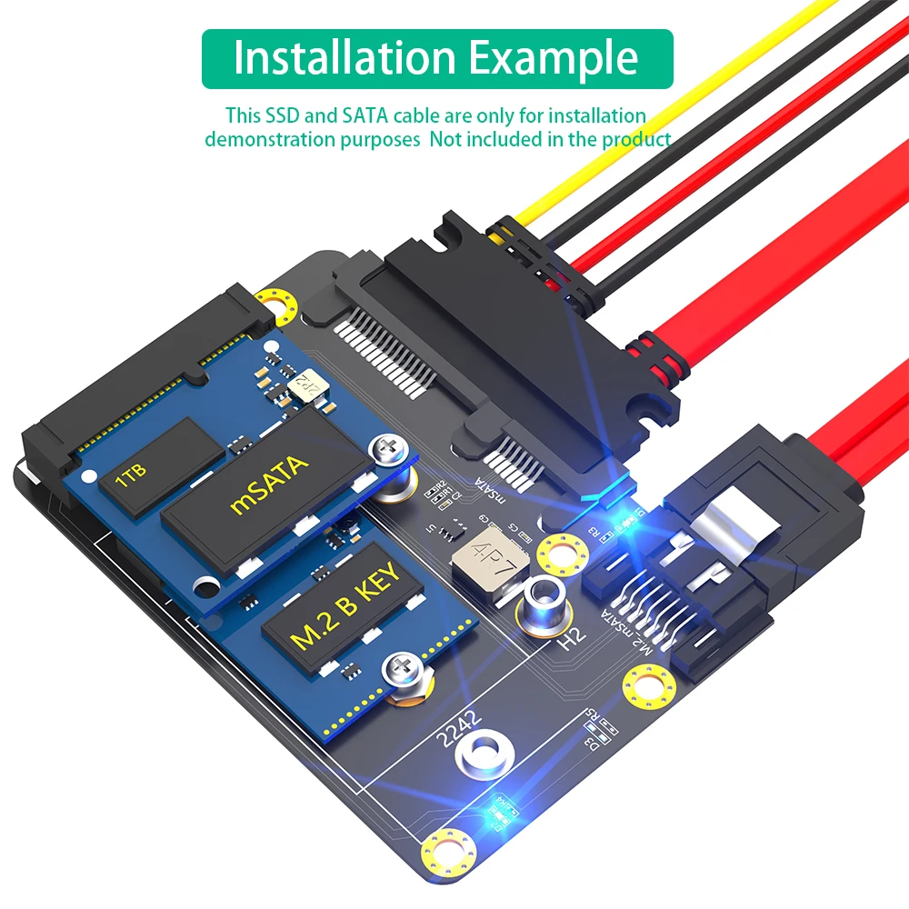 New Version 2 in 1 Combo Msata/M.2(NGFF) SSD to dual SATA3 Adapter
