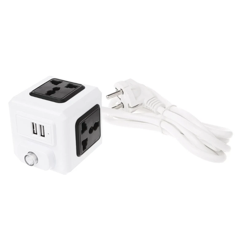 
Multi-jack switchable plug 2USB plug Wall Charger Cube Power Board Strip Socket 