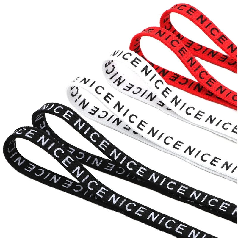  Heat transfer custom shoe lace sublimation printing flat shoelace with plastic