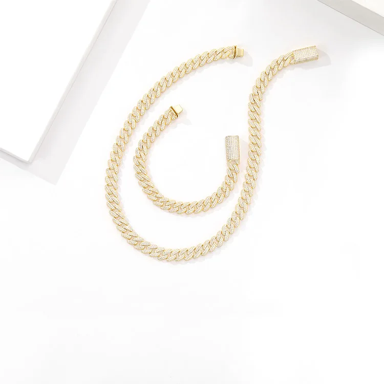 BAROLI Men Jewelry Hip Hop Cuban Link Chain 925 Sterling Silver Bracelet With Cubic Zirconia