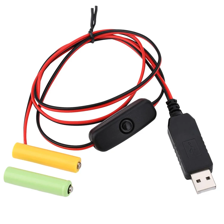 1.5v 3v 4.5v 6v LR6 AA LR03 AAA Battery Eliminator Replace USB Switch ON OFF Power Charger Cable for LED Light Electronic Toys