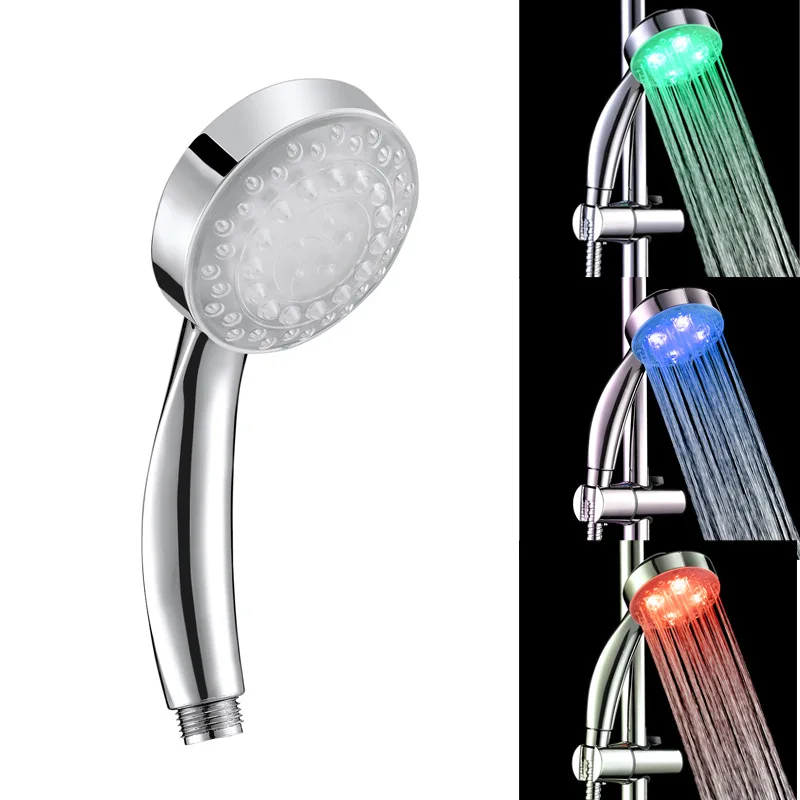LED 3 Color Changing Sprayer Bathroom Shower Head Popular Chrome Rainfall Showerhead LED