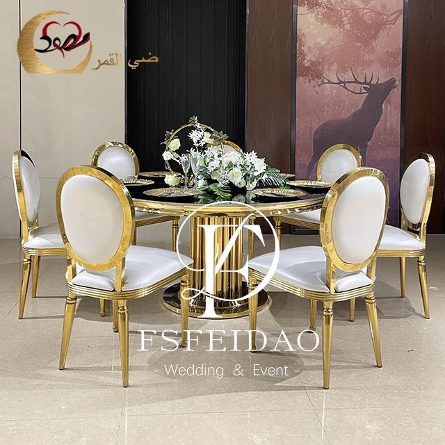 Wedding Event Decoration Stainless Steel Round Glass Table For Wedding