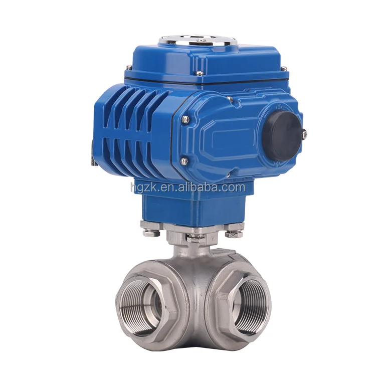 Stainless steel flanged three-way ball valve source factory low pressure SS flanged three-way ball valve with electric actuator