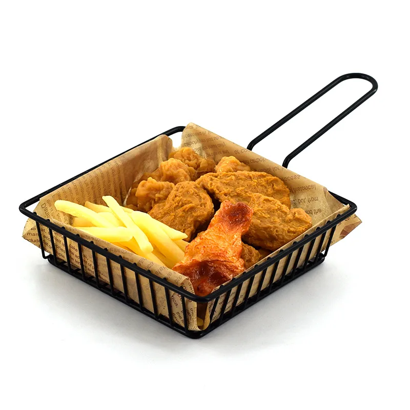 High Quality Mini Square Stainless Steel Fries Basket Creative Iron Fried Chicken Snack & French Fries for Home & Restaurant Use