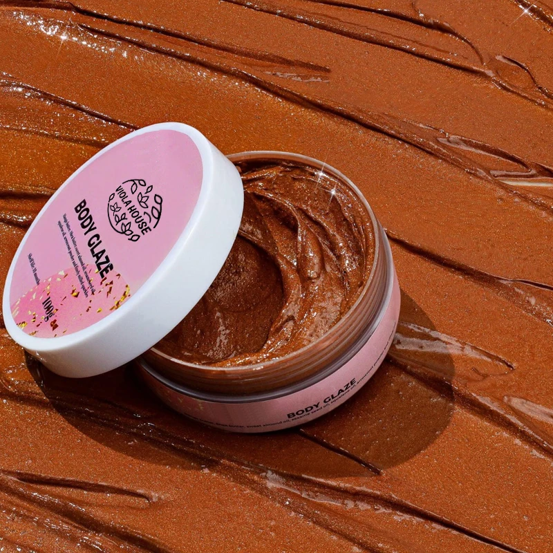 Body Glaze Custom Moisturizing Nourishing Body Butter Private Label Bronze Shimmer Highlighter Makeup Body Glaze