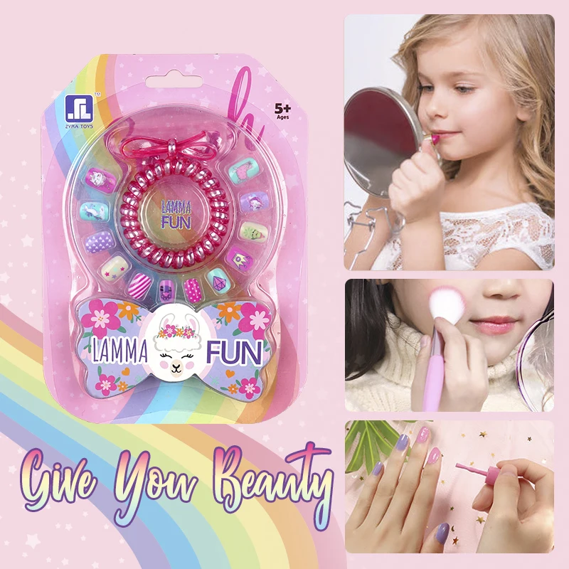 2023 Hot Customize Logo Best Hair Ring Colorful Nails Kids Kit Beauty Makeup Set Cosmetic Girls Toys Customize Logo In Small Moq