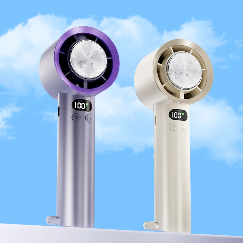 2024 New Refrigeration High Speed Cold Cooling Ice Compress Fan 100 Gear Adjustment Portable High Speed Handheld Fan With Logo