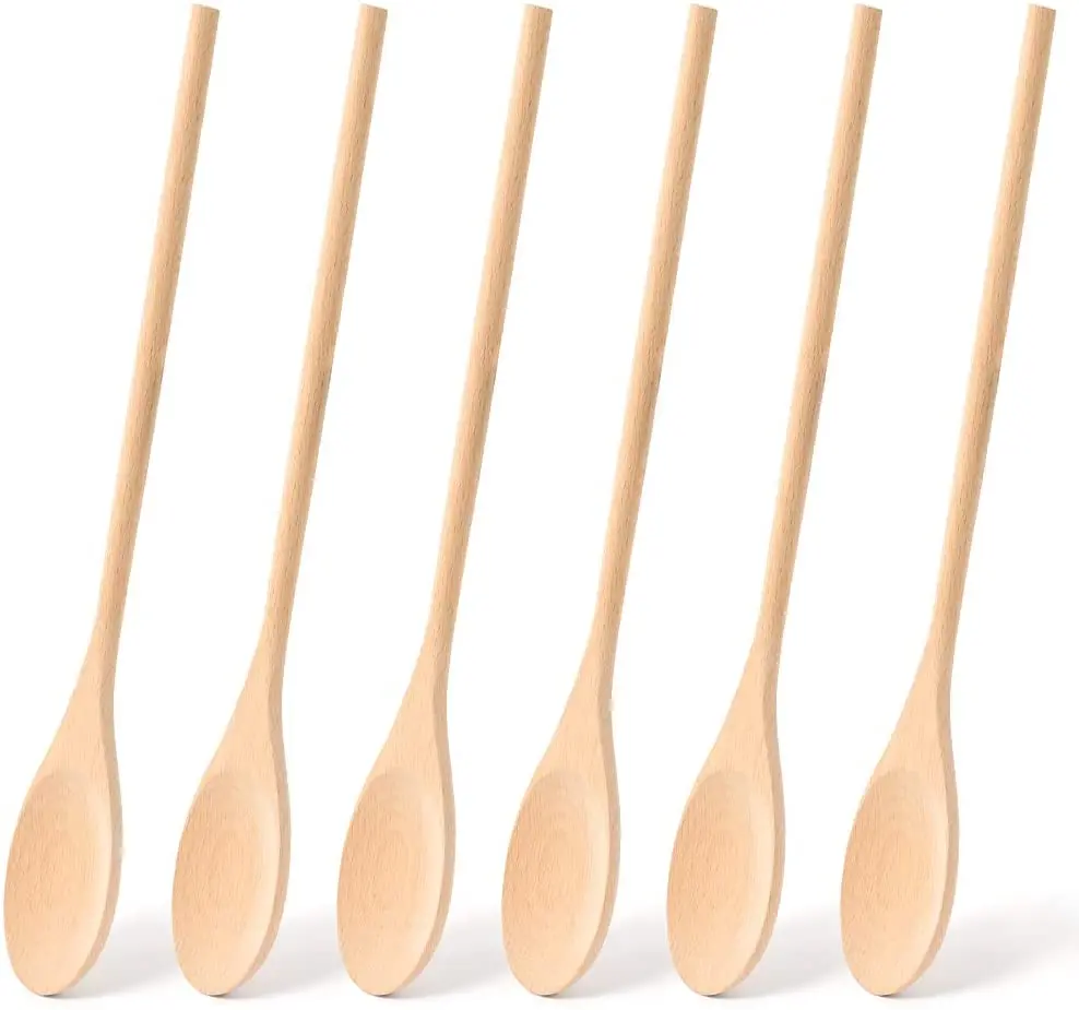 Wood long handle spoon for cooking salad