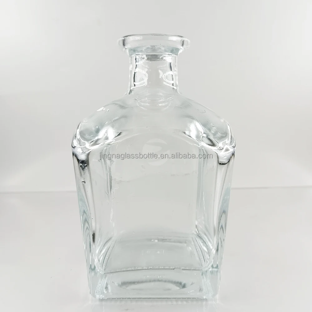JINGNA Soy Ink Recyclable 750ml cube glass packaging containers wine bottle luxury vodka liquor Whisky glass bottles