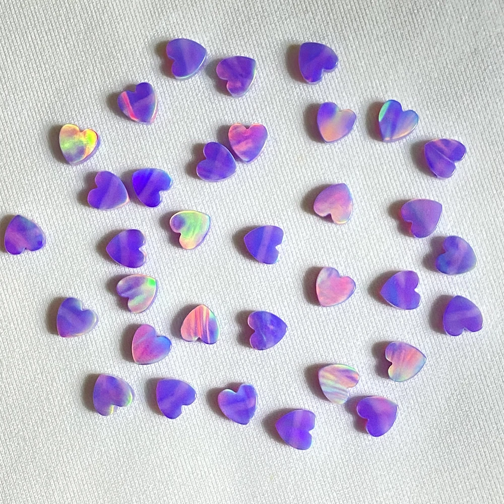 New Product OLP338 Purple Color 6mm Heart Aurora Nebula Opal With Hole for Bracelet