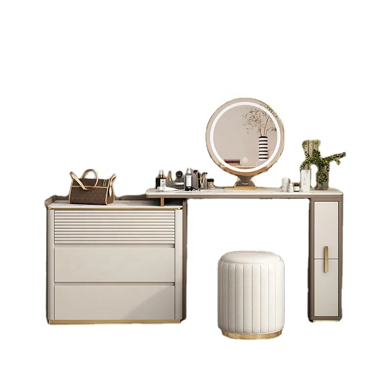 Simple Design Bedroom Furniture Vanity Dressing Table With LED Light Mirror