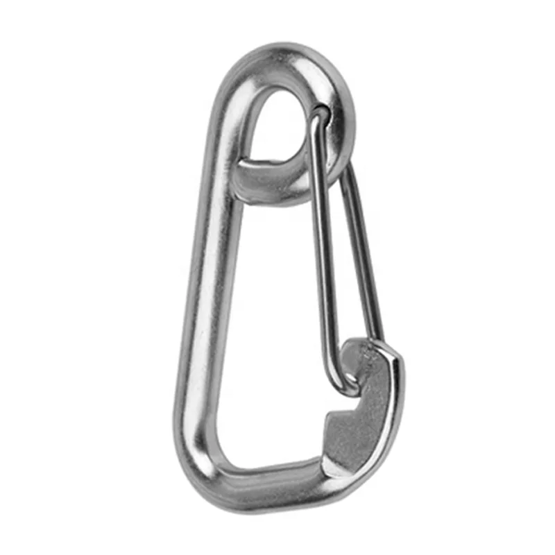 FULE Bestselling Carabiner Chain Stainless Steel 316L Metal Lanyard Bag Metal Large Spring Gate Snap Hook