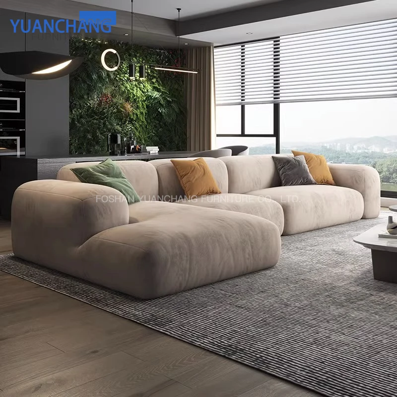 Sofa Matte Velvet Cat Scratch Fabric New Italian Straight Modular Italian Sofa Couch Set Villa Apartment School-Modular