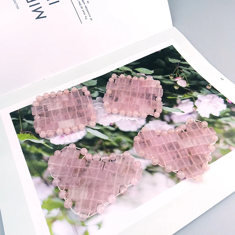 2PCS Rose Quartz Heart-Shaped Eye Mask Crystal Eye Patches Gem Massage Tool for Cold Compression and Swelling