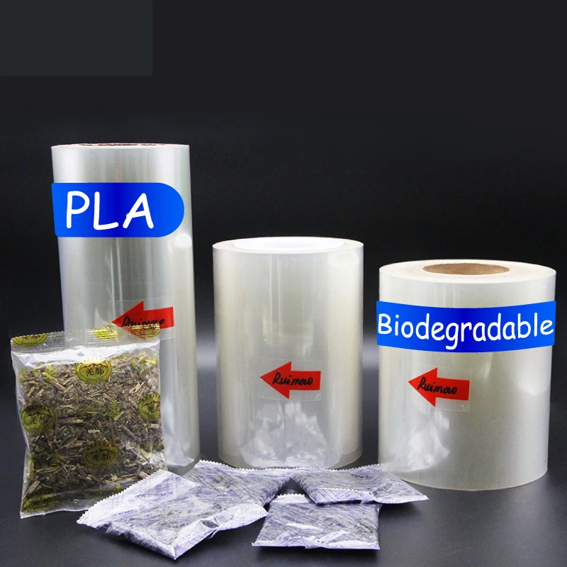 100% Biodegradable Plastic Wrap Polylactic Acid PLA Laminating Micron Packaging Laminate Transparent Roll Sealing Film