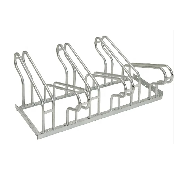 6 Bike Double Sided Hot Dipped Galvanized Floor Bike Parking Rack Storage Stand