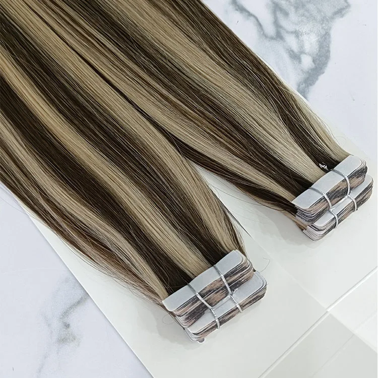 Luxury European Hair Double Drawn  22 inch Tape Virgin Human Hair Cuticle  Piano Color 2/24 Tape in Hair Extensions
