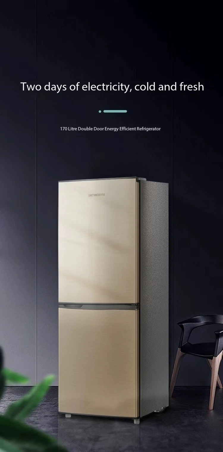 Energy-Saving 170L Brown Two-Door Compact Portable Small Refrigerator New Electric Bass Straight Ice Box Compressor Adjustment