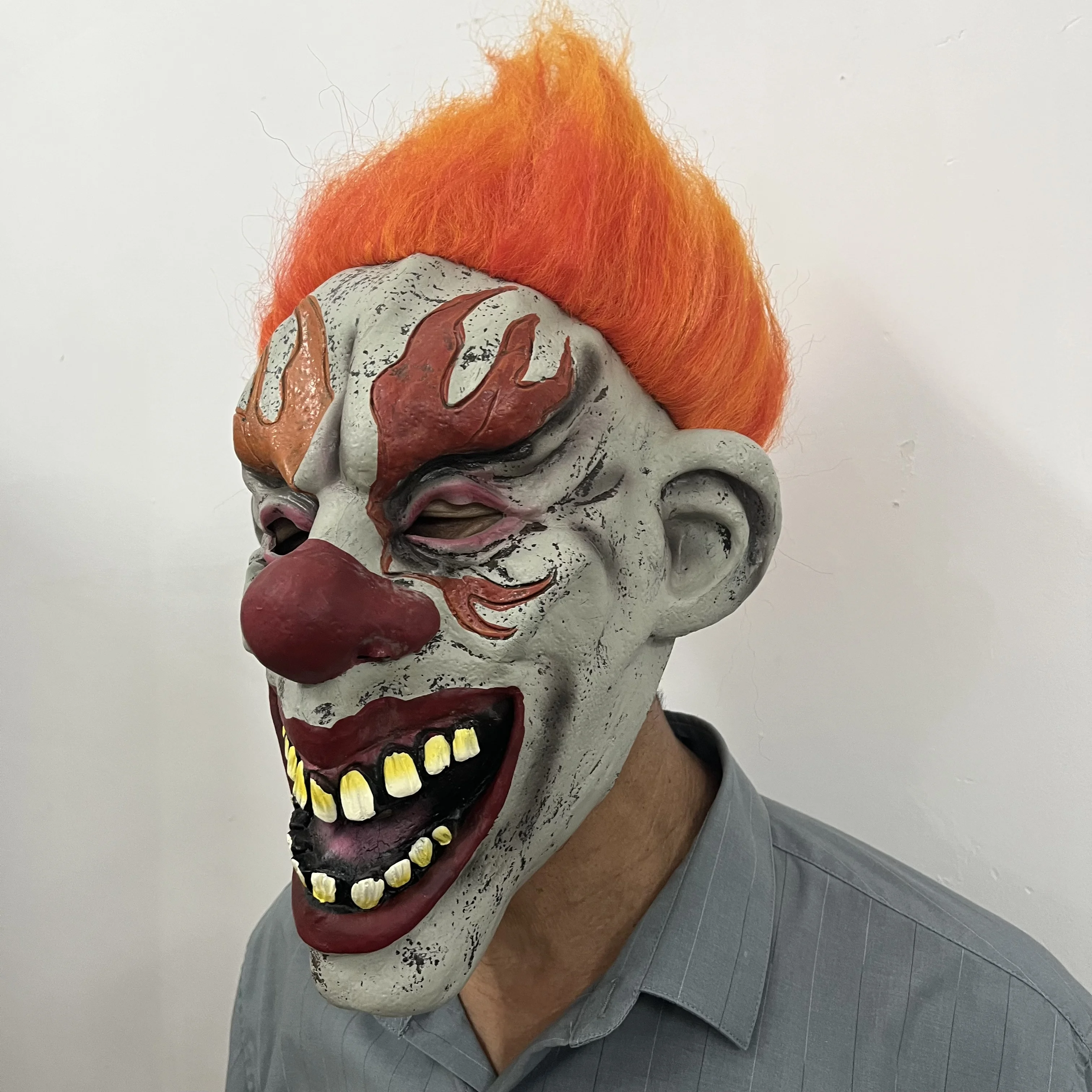 Halloween Scary Clown Mask Evil Funny Joker Masks Realistic Terrifier Full Head Latex Costume Cosplay Props