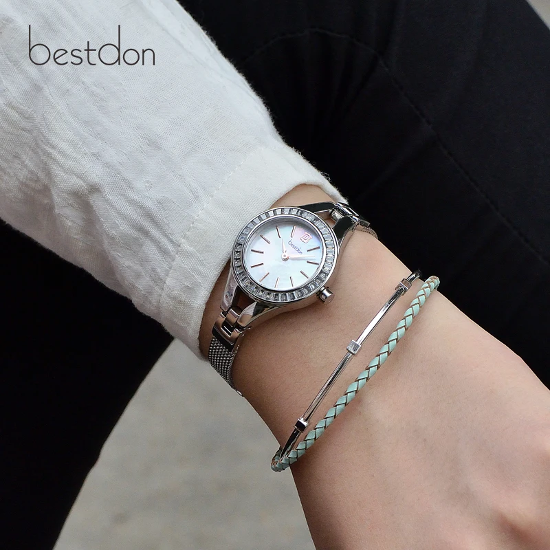 Top quality ladies japan quartz movement slim stone watches