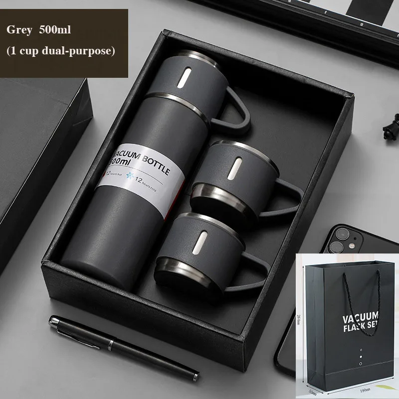Factory custom thermos304 500ml Stainless Steel Tumbler Travel Cup Sports Vacuum Flaks with three cover high-end gift mug