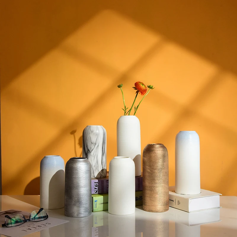 Wholesale New Retro Face Flower Vases White\Black\Gold\Sliver Ceramic Vase For Home Decor