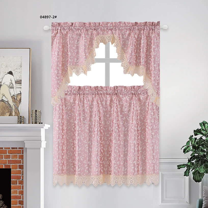 
Rod Pocket Waterproof Window Curtains Fancy Design Kitchen Printed Curtain 