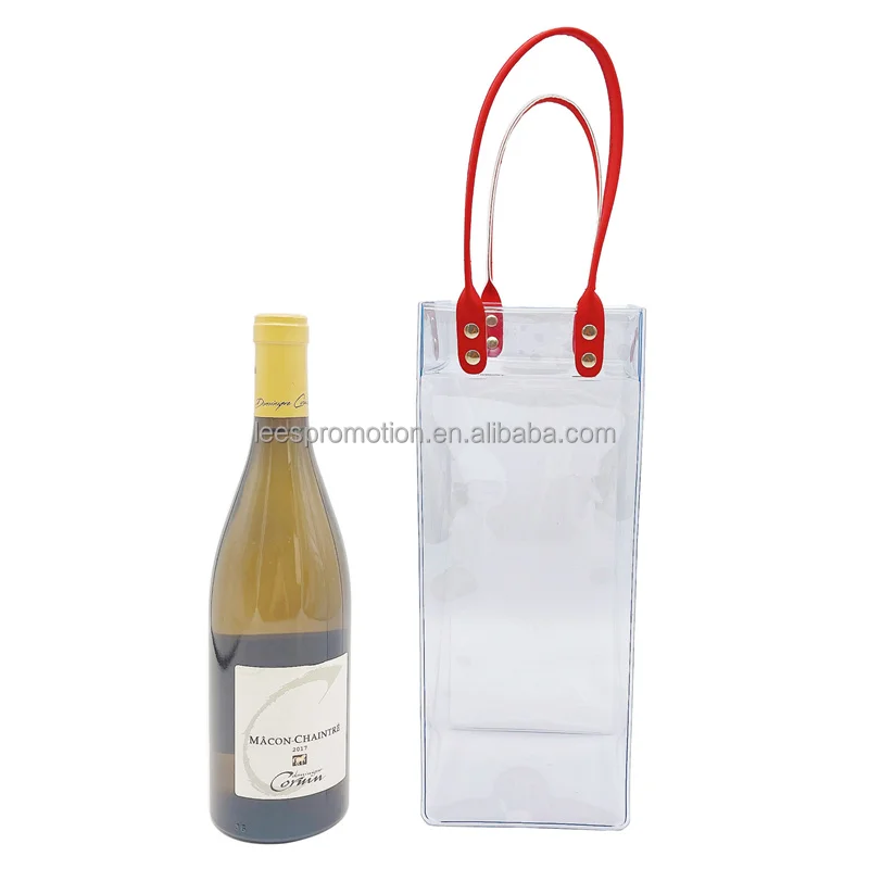 Hot Selling Customized Leakproof Clear PVC Wine Ice Bottle Gift Bag  for Beer Wine Chilled Champagne
