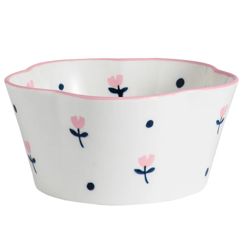 
Creative cute hand-painted lace bowl ceramic household fruit salad bowl 