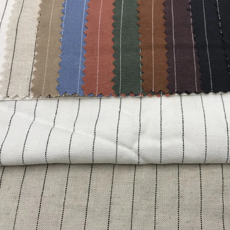 Wholesale Price Linen Cotton Multi Color Stripe Fabric Yarn Dyed Linen Fabric For Shirts Home Textile