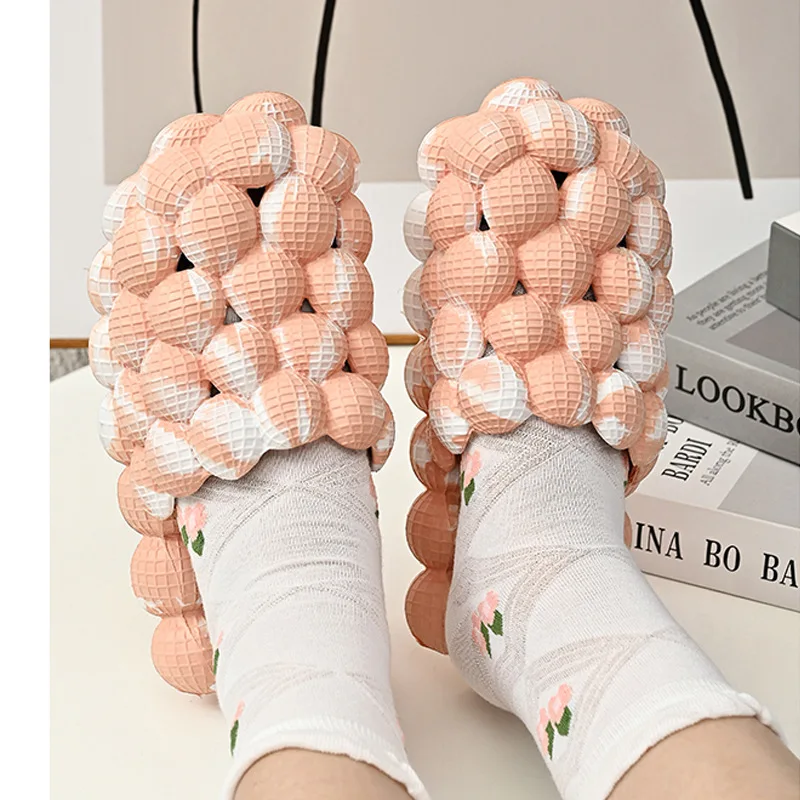 Wholesale 2022 Home Massage Mixed Color Bubble Slides High Quality Bubble Slipper Ladies Outdoor Sandals Air Pink Bubble Slides