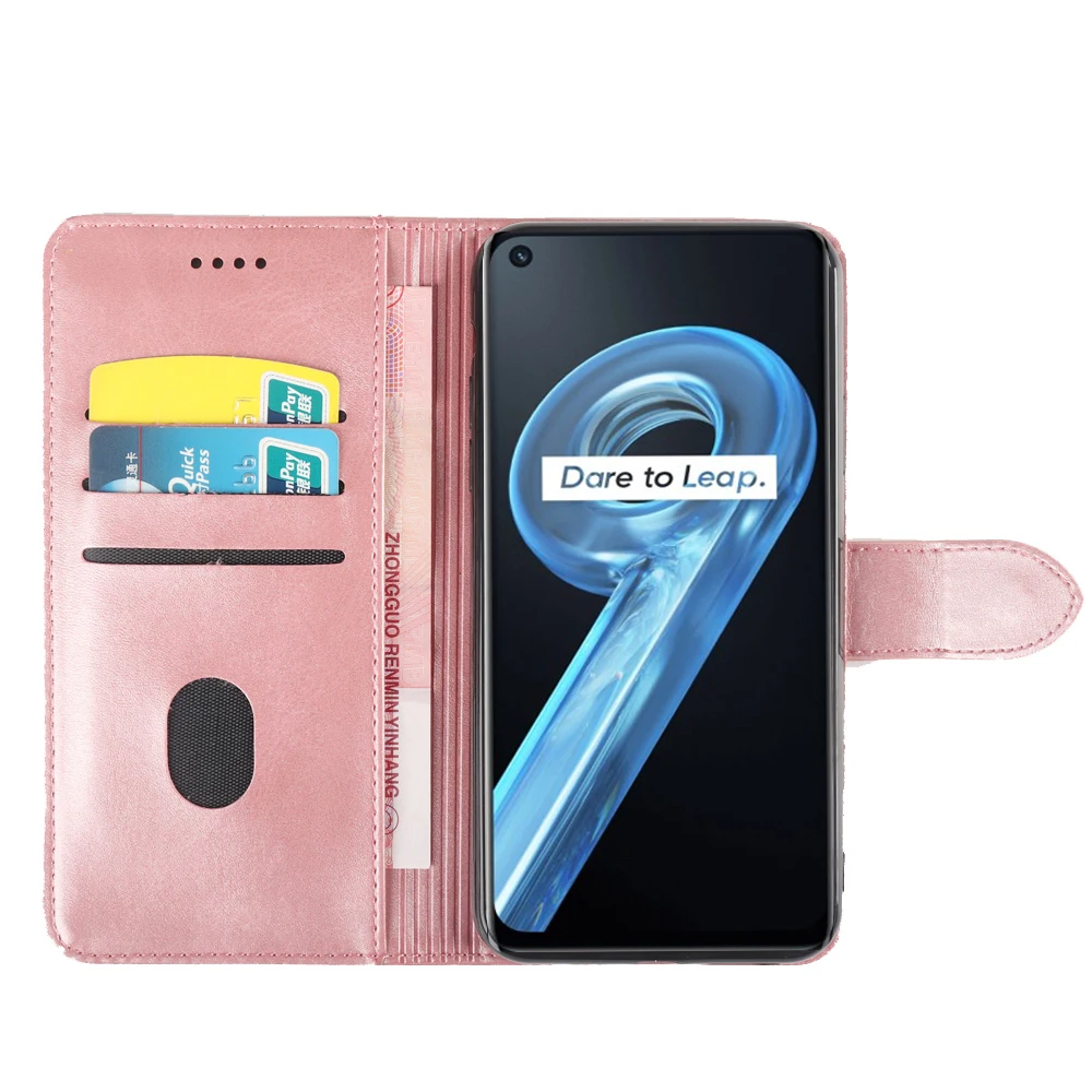Luxury Flip Leather Case With Card Holder For OPPO A55S 5G Realme Q3T Q3S K9S 9 SE 5G Speed 9i A36 A76 A96 K10 4G C35 Narzo 50A