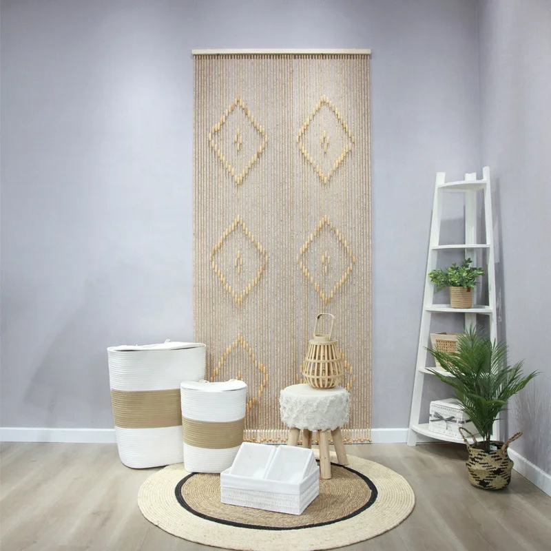 Popular String Bamboo Beaded Painted Door Curtain Living Room