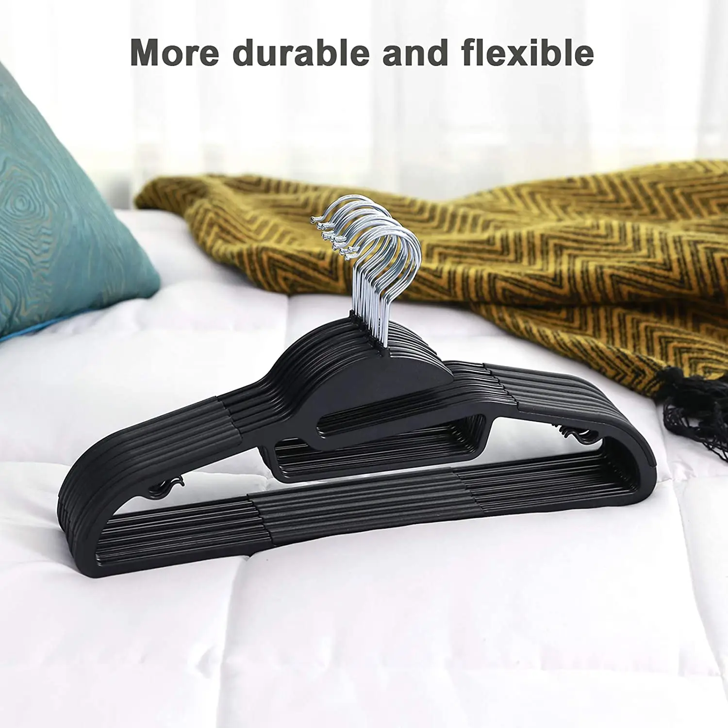 Stylish Black plastic hanger with grip antislip durable ABS plastic sustainable hanger for cloths