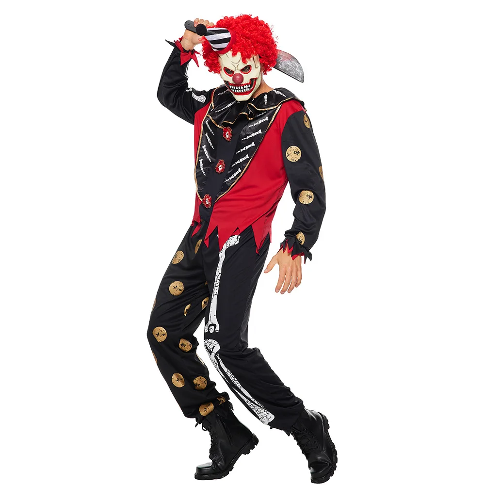 Halloween New Designs Spot Scary Skeletons Clown Costume Horror Bone Clown Joker Stage Play Suit