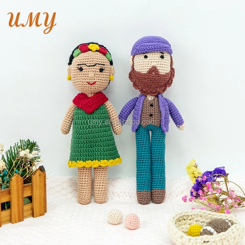 Mexican Handcraft Custom Figurine Plushie Kahlo Decor Kids Hand Knitted Amigurumi Baby Soft Toys Handmade Art Crochet Doll
