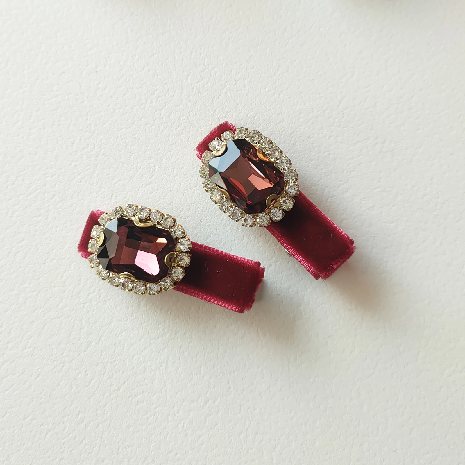 8PCS Small Christmas Hair Accessories Velvet Rhinestone Hair Clip Set For Women Party Baby Shower Girls Gift