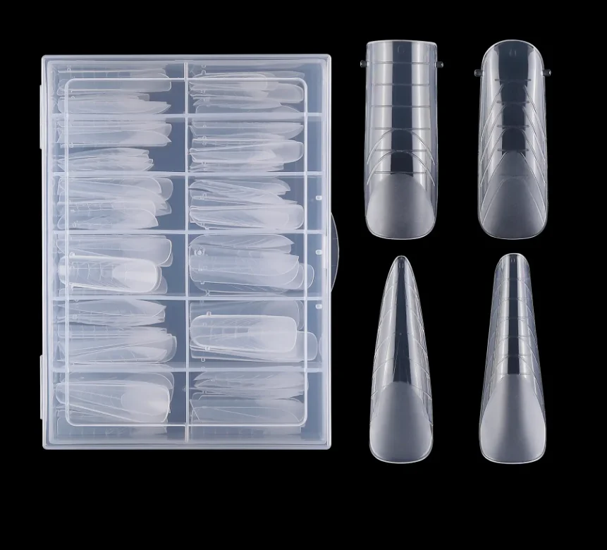 Кофейная Пластиковая форма для ногтей 120 шт./упаковка длинный полностью закрываемый Змеиный узор двойная система ногти оптовая продажа