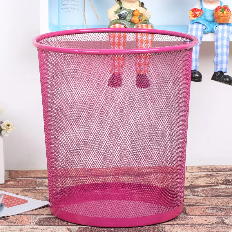 Round Mesh Trash Can Office Waste Paper Basket Trash bin Waste Bins