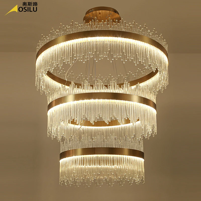 Ceiling Gold Metal Ring Drop Lighting Fixtures Modern Round Cheap Crystal Chandeliers